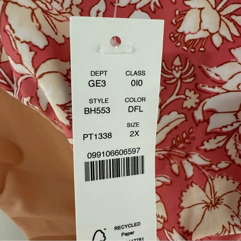 J.Crew - Size 2X - NWT - Curved-waist cheeky bikini bottom in tossed floral